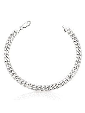 Sterling Silver Cuban Link Bracelet 925 Chain Lobster Clasp Unisex Jewelry